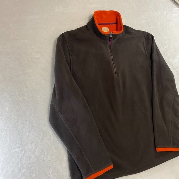 GH Bass & Co Sweater Mens L Brown Orange Fleece Pullover 1/4 Zip Sweater - Picture 2 of 10